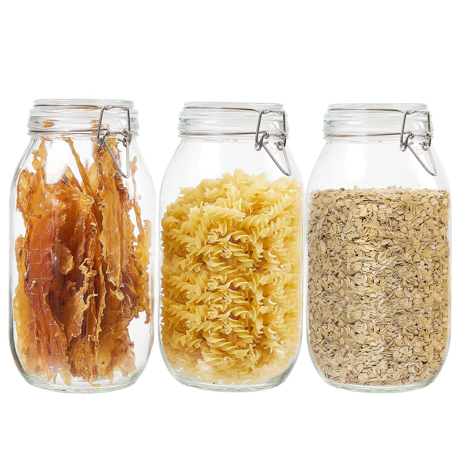 Photo 1 of 2pcs only BJONKZ 68 oz Glass Jars with Airtight Lids – Food Storage Containers with Preserving Seal Wire Clip Fatening, Glass Canisters for Kitchen Canning Flour, Cereal, Sugar, Beans