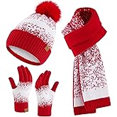 Miorpex Womens Winter Beanie Hat Touchscreen Gloves Long Scarf 3 Set with Warm Fleece Lined Knit Skull Caps Scarves for Women