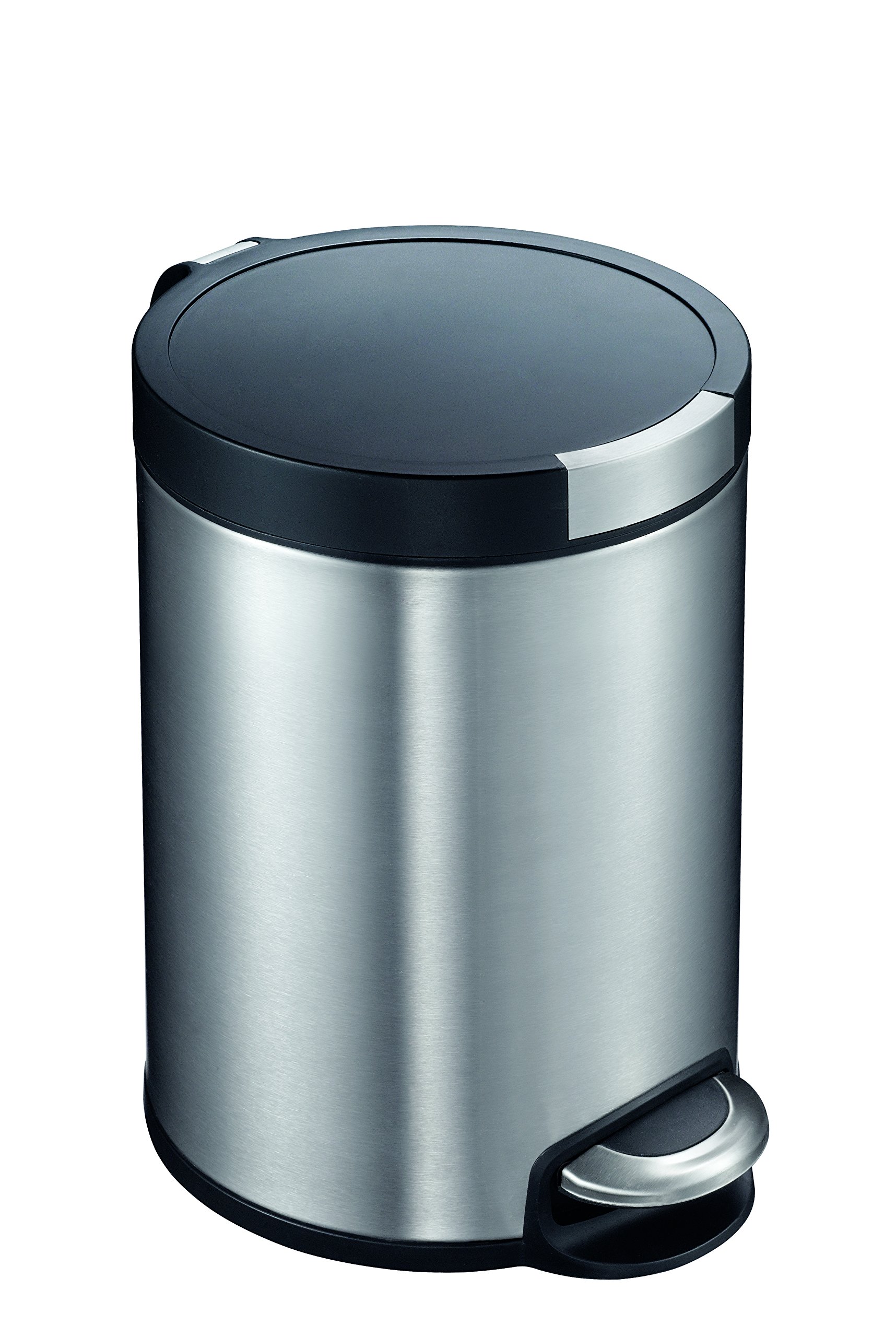 EKO Pedal Bin with Plastic Bin Insert, 5 L, Matte Stainless Steel
