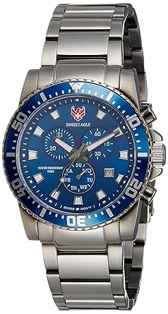 Swiss Eagle Chronograph Blue Dial Mens Watch - SE-9083B-IPG-02