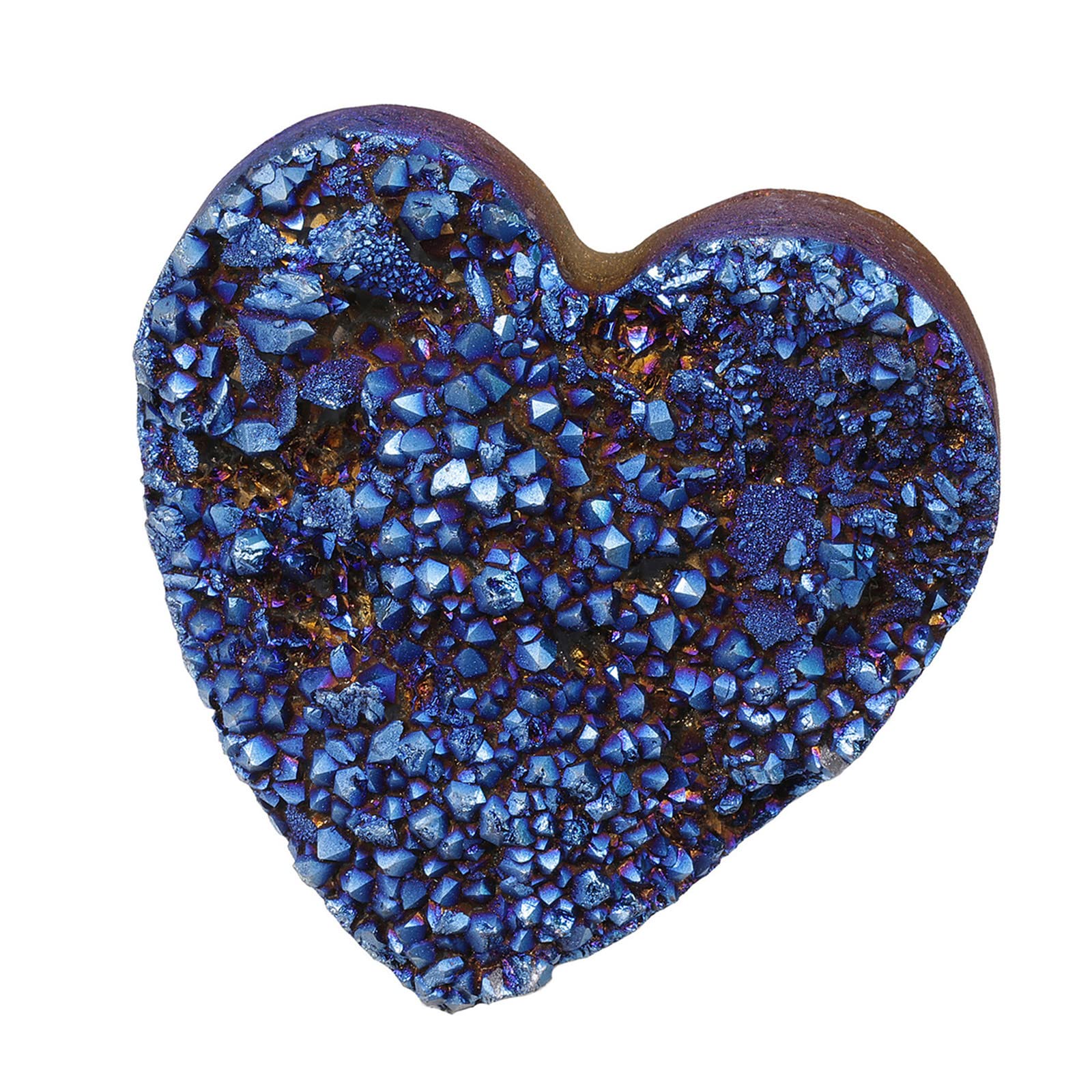 Nupuyai Blue Love Heart Crystal Cluster Quartz Stone, Titanium Coated Rock Crystal Ornament Specimen Good Luck Home Wedding Decor