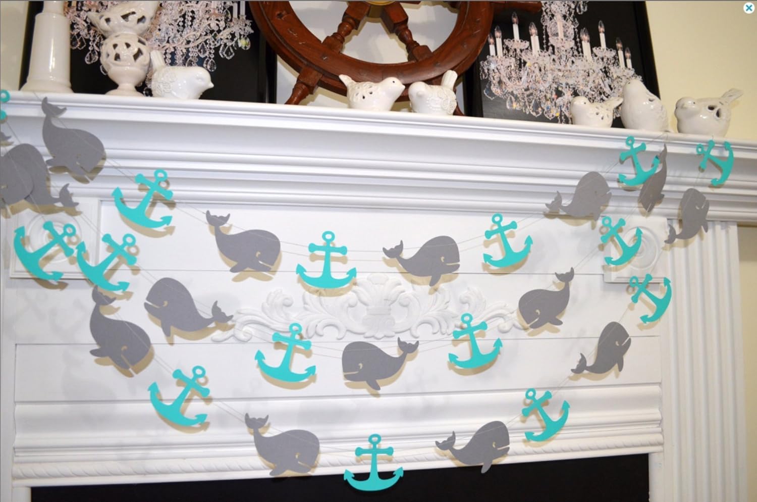 Amazon Com Whale Garland Nautical Anchor Whale Decoration