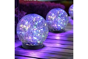 JKIMK Solar Globe Lights Outdoor Waterproof-Solar Balls for Garden-Cracked Glass Ball Solar Lights Outdoor-Solar Orbs for Outside-Outdoor Decorations for Patio and Yard Lawn Backyard Decor