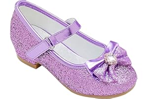 Furdeour Girls Dress Shoes Mary Jane Wedding Flower Bridesmaids Heels Glitter Princess Shoes for Kids Toddler