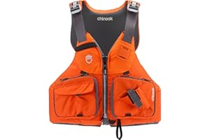 NRS Chinook Fishing Life Jacket for Fishing | Adult USCG Type III PFD | Mesh Back Front Zip Vest with Pockets for Rafting, Kayaking, Paddling