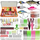 Fishing Lures - Fishing Kit Included 193Pcs Fishing Accessories and Tackle Box, Frogs, Minnows, Soft Baits, Hooks &amp; Weights Accessories Gear Gift for Men Freshwater Bass Trout