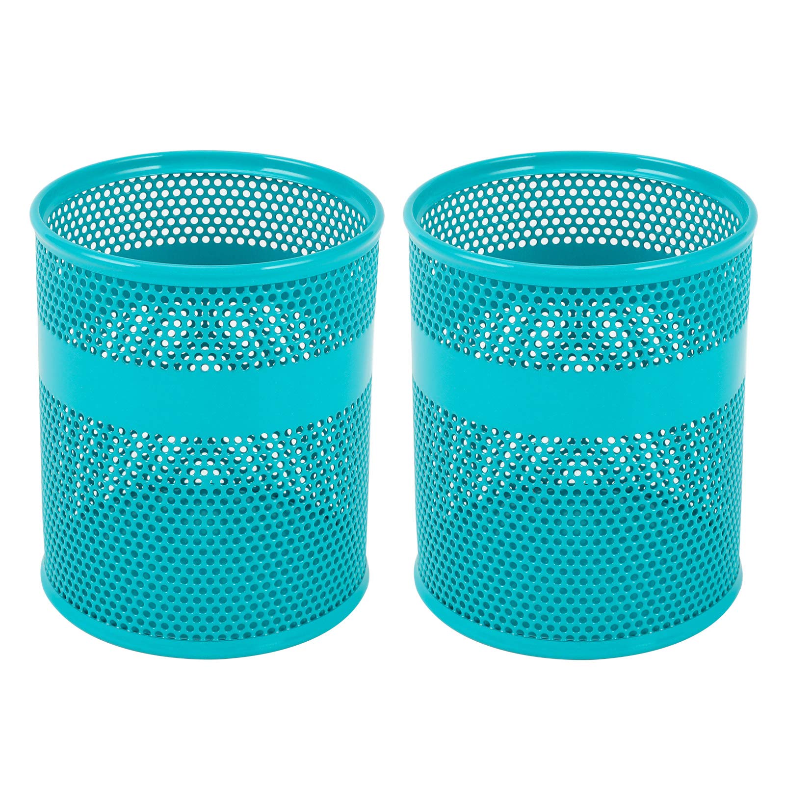 EasyPAG Mesh Desk Tidy Pen Pot Pencil Holder Makeup Brushes Storage Stationery Organiser,Pack of 2,Turquoise