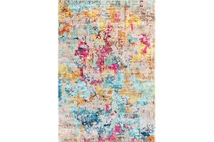 Colorful Large Area Rug 8×10ft, Washable Non-Slip Carpet Floor Rug for Big Living Spaces