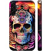 Bcov Dual-Layer Case for Galaxy A17 5G,Colorful Mandala Skull Flowers Shockproof Hybrid Hard Shell + Silicone Cover Protective Phone Case for Samsung Galaxy A17 5G