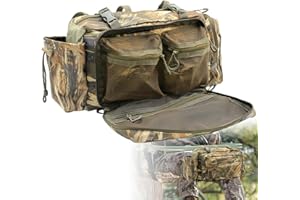 PUNCHMAN Camouflage Treestand Front Storage Bag-Waterproof Camo Hunting Pack Hang on Tree Stands,Multiple Pockets Hunting Fanny Pack with Hip Straps Waist Bag for Men, Hunters, Tree Stand Accessories