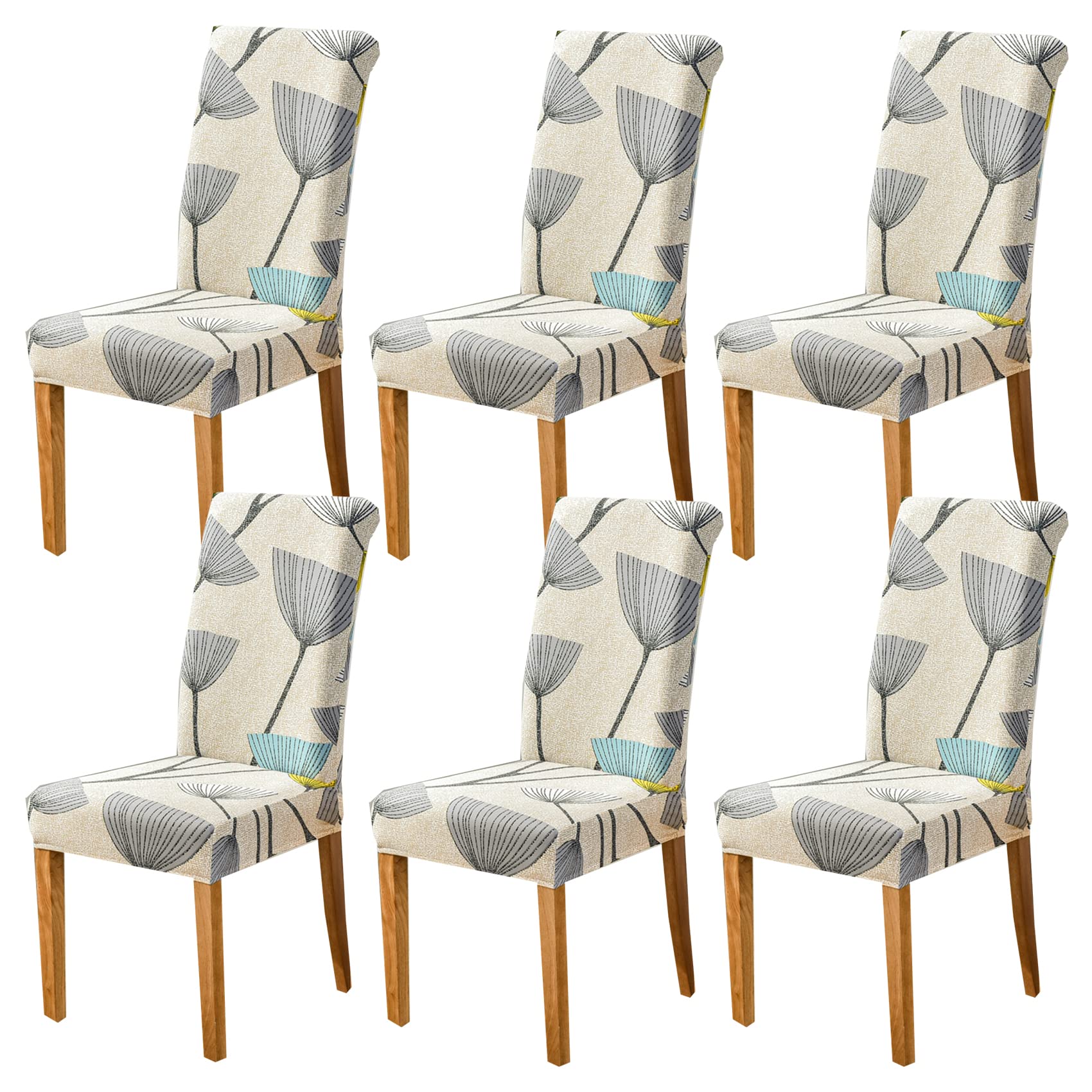 HZDHCLH Chair Covers for Dining Room Set of 4, Stretch Spandex Dining Chair Slipcovers,Washable Removable Chair Protector for Kitchen Living Room Hotel Wedding Party(dandelion, 6 PCS)