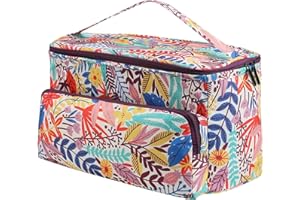 LOOEN Knitting Bag Large Size,Yarn Storage Organizer Tote Bag Holder Case Cuboid with Zipper Closure and Pocket for Knitting Needles Crochet Hooks Project Accessories,Easy to Carry