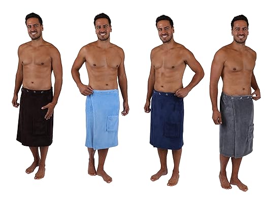Betz Herren Saunakilt Sauna Kilt Wellness Regulierbar der Weite durch Knöpfe und Gummizug Farbe dunkelblau