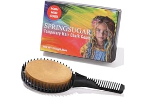 SPRINGSUGAR Gold Temporary Hair Chalk Comb, Washable Hair Color Dye for Girls Kids Adults Birthday Halloween Christmas Cosplay Festivals Hair DIY Party