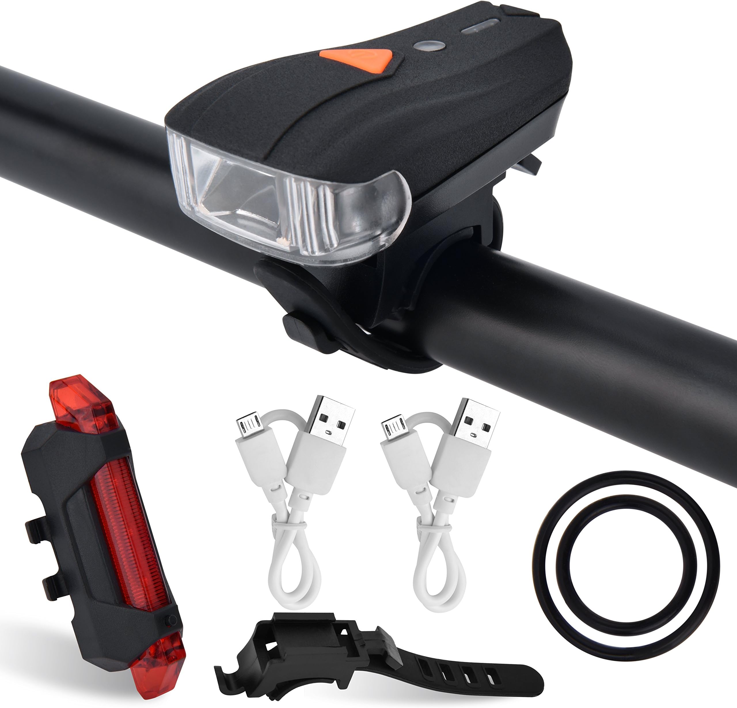 Elinker Bike Lights, Bike Lights Set LED Rechargeable Bicycle Lights Set, Front Light & Rear Light, Smart Sensor Waterproof Bright Bike Lights Set, Easy Mount