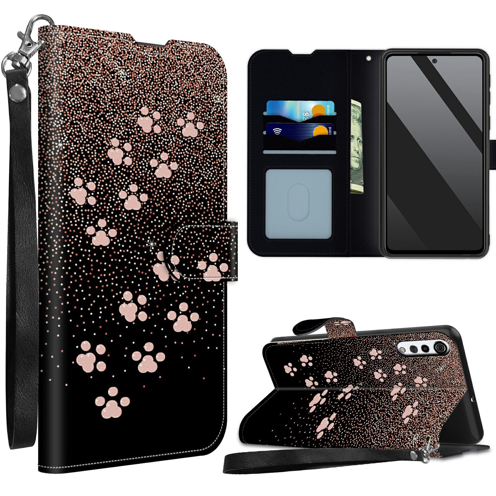 SROJDHFJB Pink Dog Paw Glitter for LG Velvet 4G/5G
