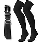 XZQTIVE Over the Knee Baseball Socks and Belt Combo Set for Youth Pink Softball Socks with Adjustable Belt