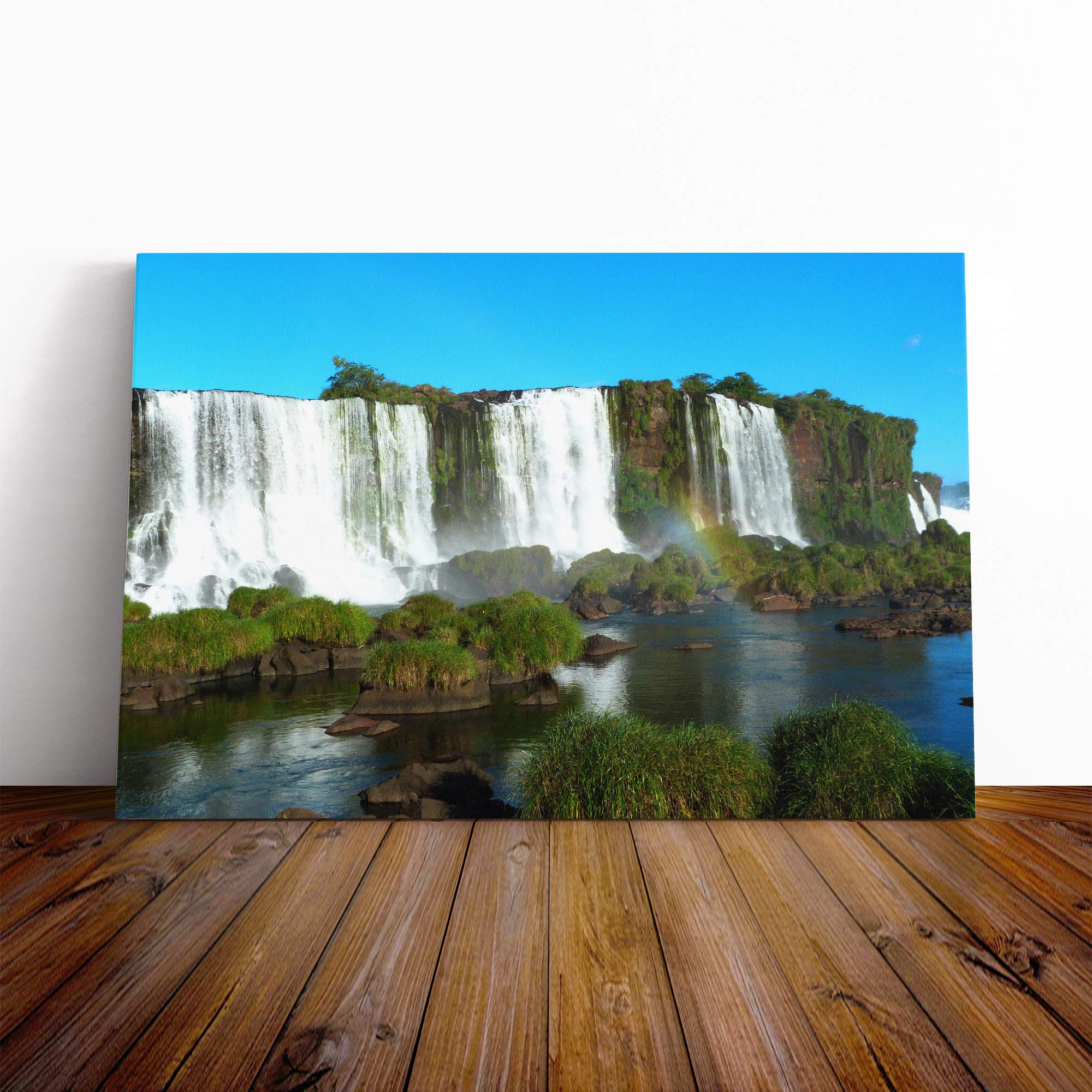 Landscape Iguazu Falls Brazil Waterfall Canvas Print | Gallery Wrapped 30mm Frame Wall Art | 20x14 inches | Ready to Hang | Modern Landscape Picture | Living Room Bedroom Lounge Office