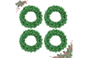 KIECUSOY Christmas Wreaths for Front Door Outside, Wreaths for Christmas Decorations,12" Canadian Artificial Pine Christmas Wreath for Christmas Day Party,Unlit Wreaths for All Seasons (Set of 4, 12 inch)