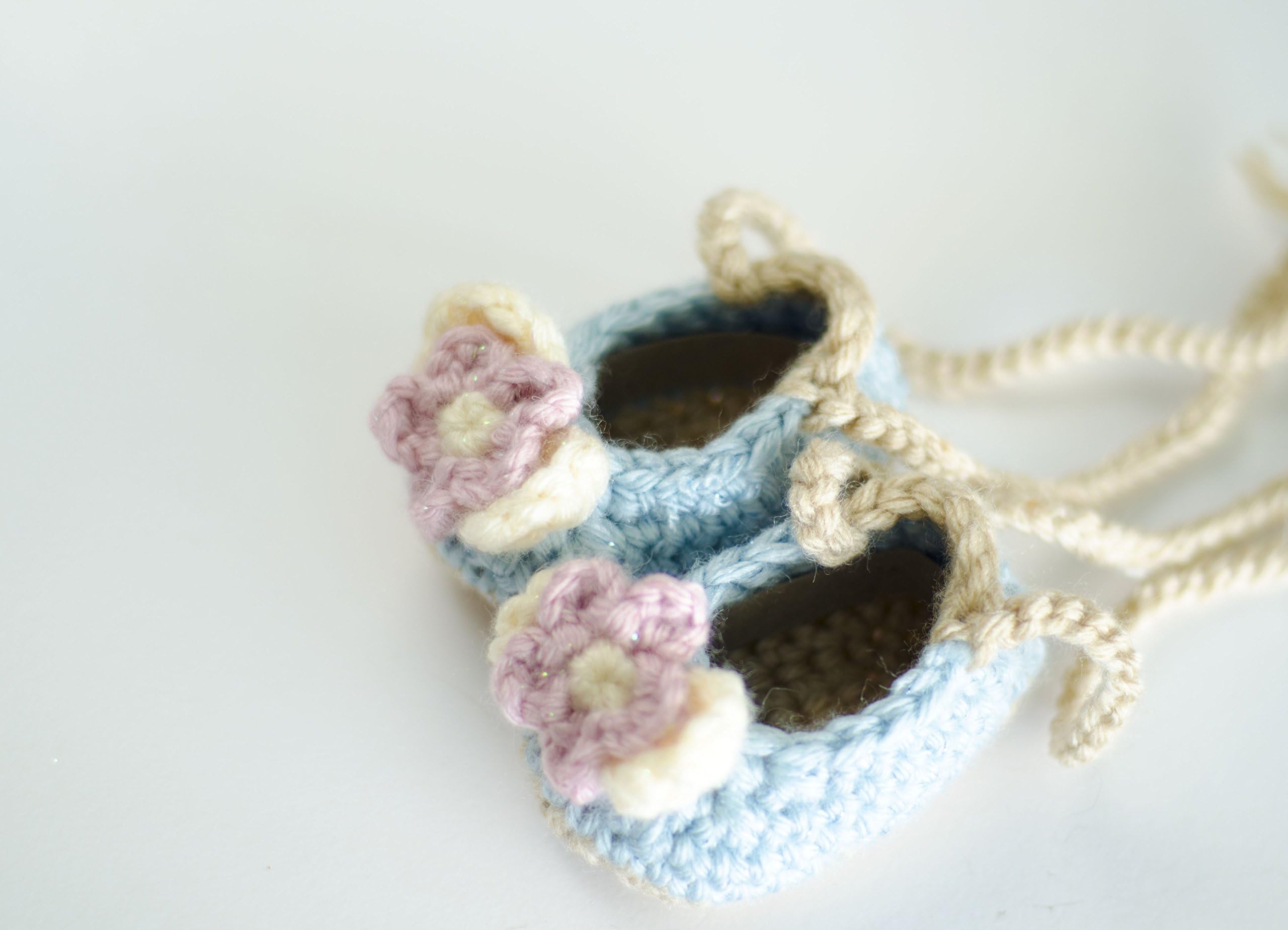 Custom Made Baby Girl Shoes Blue with Pink Flower