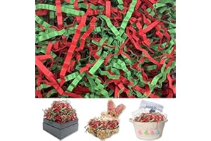TISSPOMS Red Green Crinkle Cut Paper Shred Filler, 2 LB Basket Filler Shredded Paper, Confetti Stuffing for Basket Filling, Mother's Day, Birthdays, Weddings, DIY Gift Wrapping, Stuffer Party Supplies