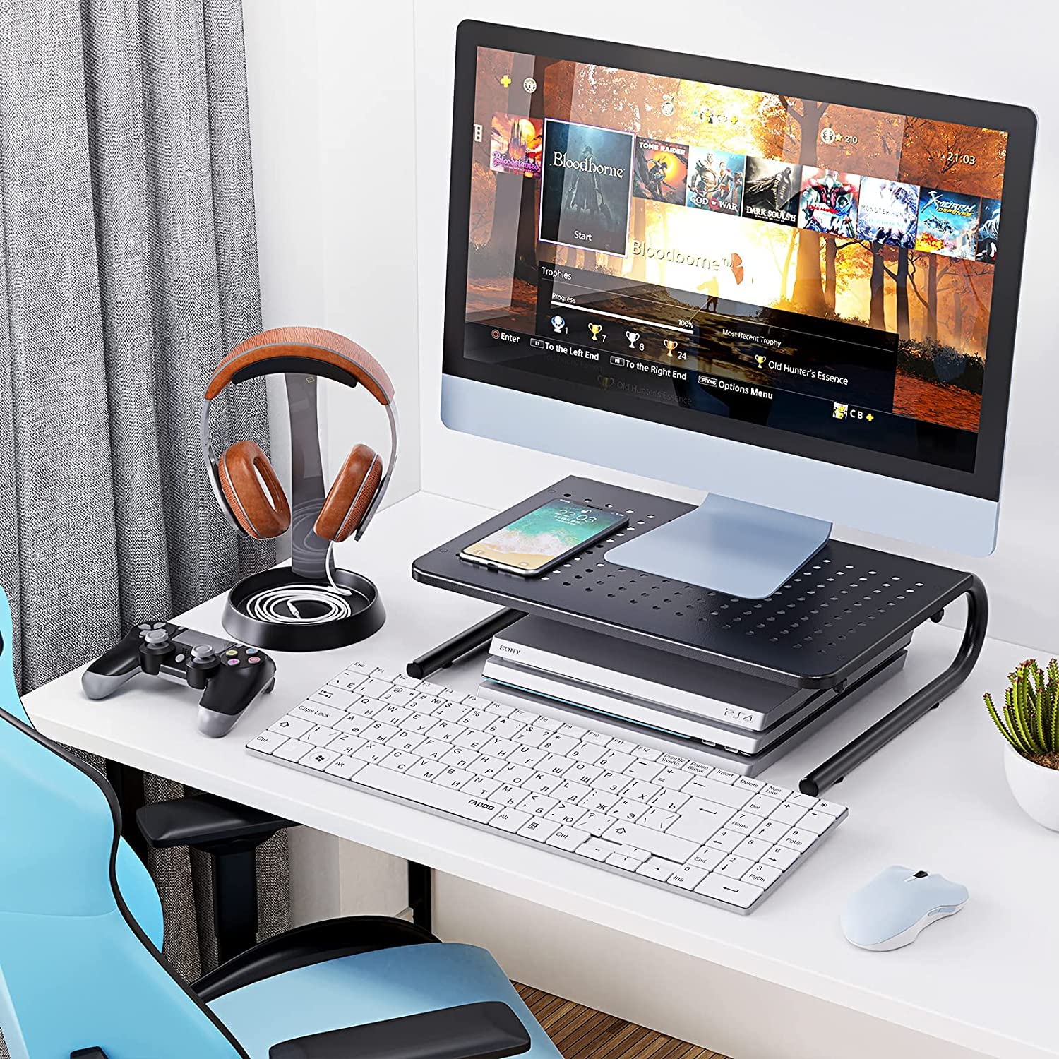 Monitor Stand Riser, Monitor Riser, Laptop Stand for Desk, Laptop Riser, Desk Organizer for Monitor, Laptop Shelf w/Vented for Screen, Computer Stand for Laptop, PC, Printer, for Home & Office - Image 6