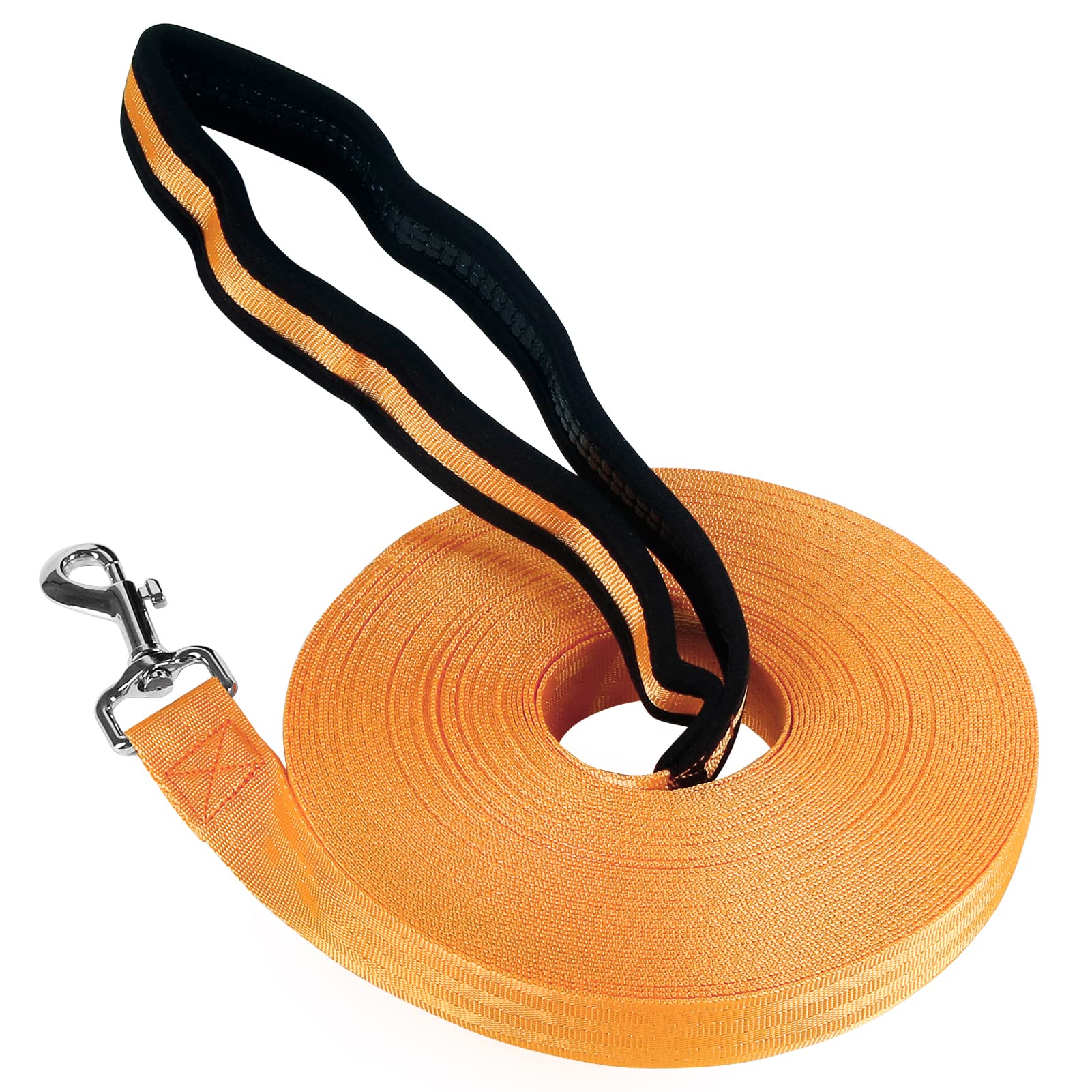 Vivifying Dog Training Lead Leash, 20m/65 ft Long Nylon Long Line Dog Lead for Pet Tracking Training Obedience Lead Leash (Orange)