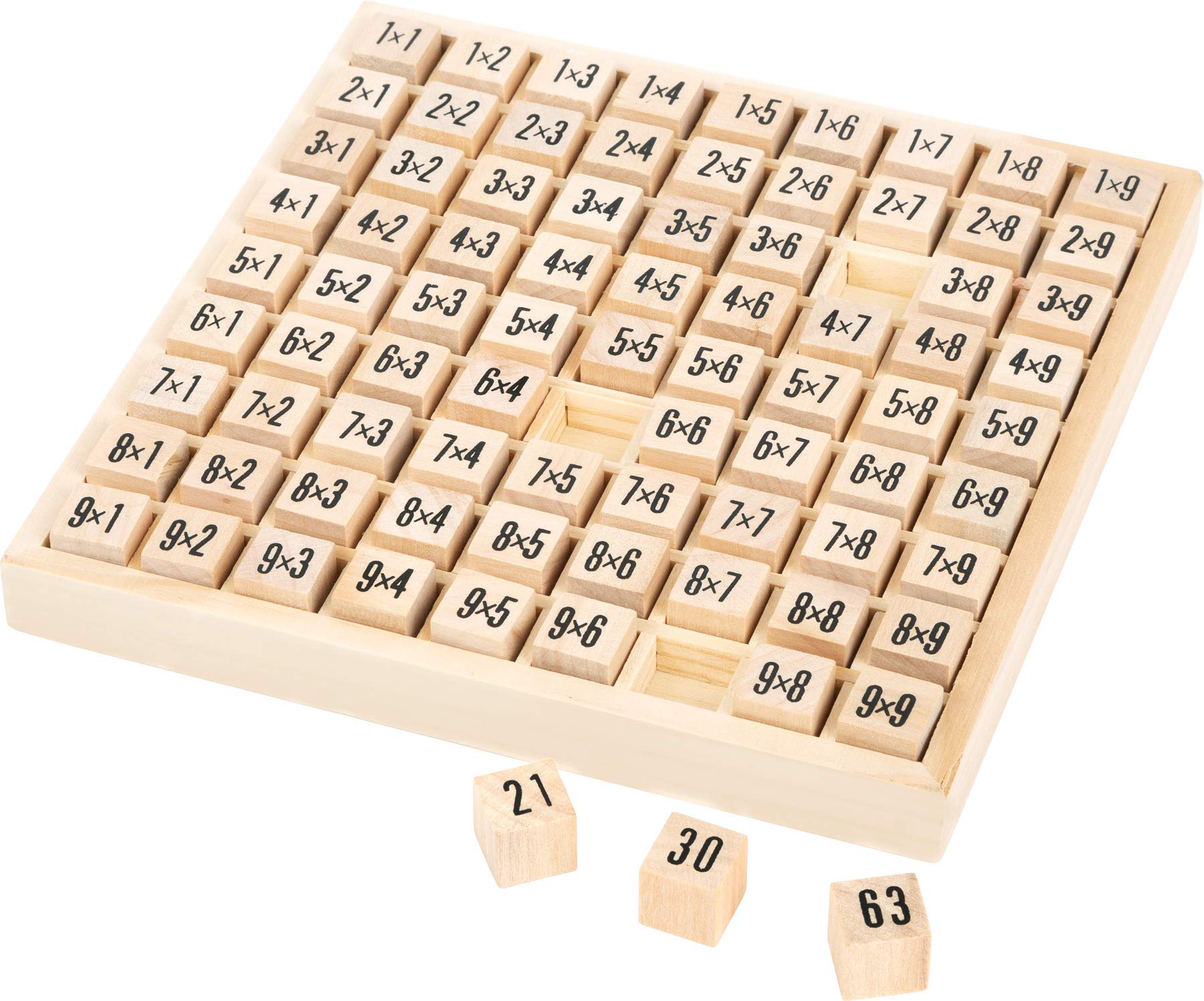 small foot 7583 school multiplication table made of wood, learn arithmetics in a playful way, from 7 years on