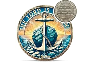 IELCJJ The Lord is My Rock Christian Challenge Coin - Psalm 18:2 Jesus Religious Token - Sailing Anchor God Pocket Bible Verses Chip for Study - Good Luck Commemorative Gifts for Men Women Kids Coworker