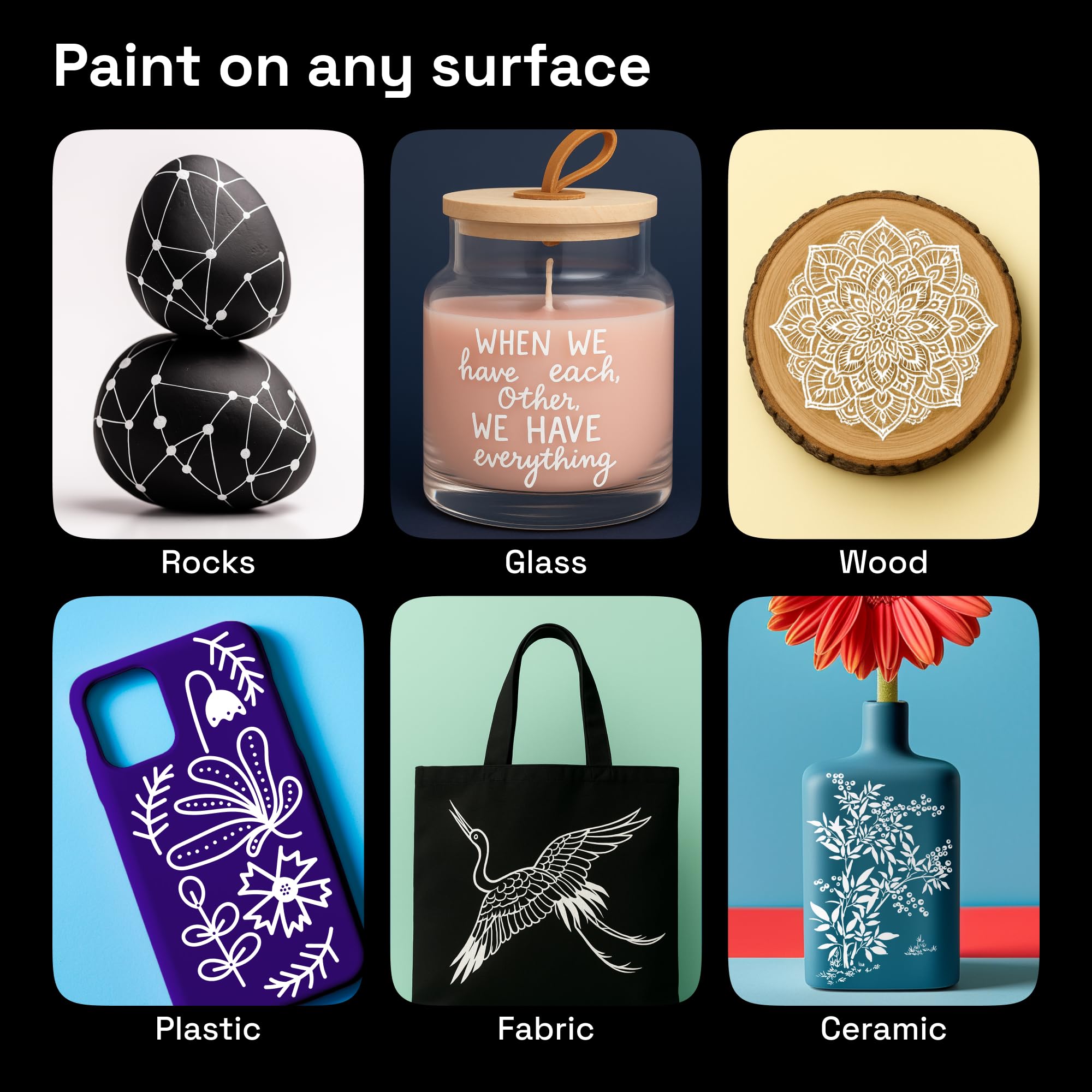 ARTISTRO 5 White Paint Pen for Glass Marking, Rock Painting, Ceramic, Wood, Tire, Fabric, Metal, Canvas - Set of 5 Acrylic Paint Markers Water-based - Extra-fine Tip