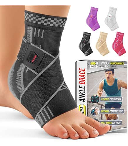 FlexAid Elastic Ankle Support Brace - Medium/Large (8-12 Inch) - 2 Pack, Beige, Compression Sleeve