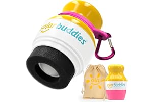 Pink Bag Bundle Solar Buddies Refillable Roll On Sunscreen Suncream Applicator Bag Bundle With Applicator Carabina Clip For Families, Kids, Adults, Travel Set, With A Free Sticker Pack (Pink)