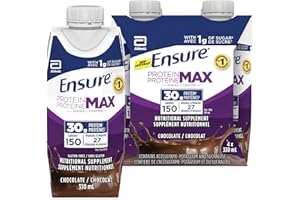 Ensure Protein Max 30 g Nutrition Shake Supplement, Chocolate Protein Drink with 30 g of Protein, 1 g of Sugar, 330 mL (Pack 