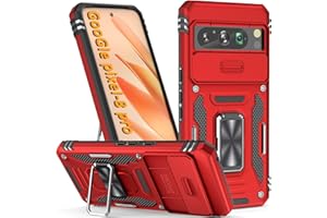 SEFING Case for Google Pixel 8 Pro Phone Case Pixel 8 Pro Case with Slide Camera Cover, with Finger Ring Holder Stand, fit Magnetic Car Mount, for Google Pixel 8 Pro (Red)