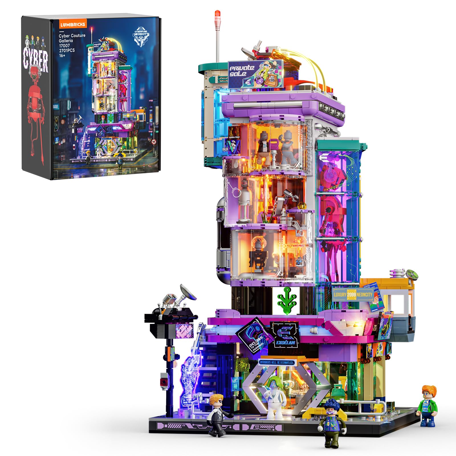 Photo 1 of Lumibricks Cyber Couture Galleria Building Set - Cyberpunk Neon City Future Style Toy with Light Kit for Home Decor - Amazing Gift Idea for Boys & Girls, Adults & Sci-fi Lovers, 2701 Pcs