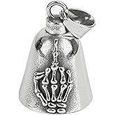 Silver Skull Hand Motorcycle Bell - Unique Biker Lucky Charm Keychain for Good Luck & Road Safety