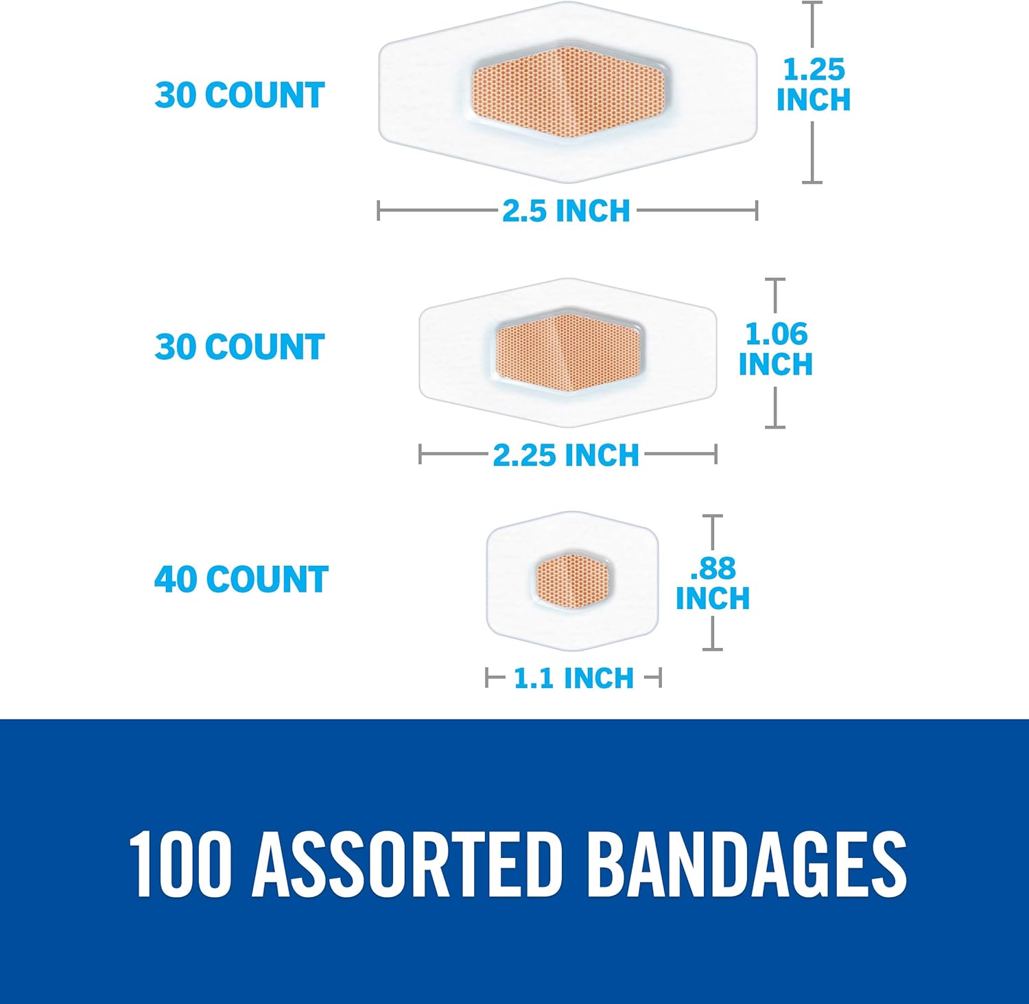 Nexcare Waterproof Bandages, Hypoallergenic, Family Pack, 100 Count, Assorted Sizes: Health & Personal Care