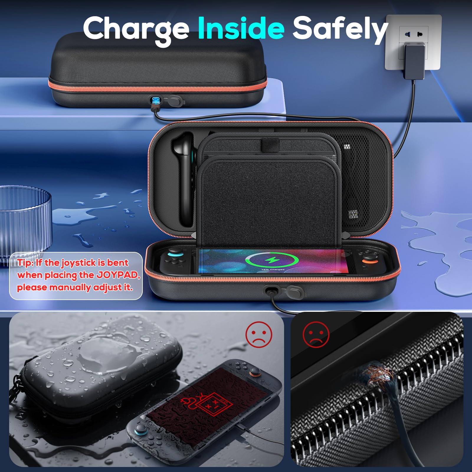[Ladung Innen] Tasche für Nintendo Switch 2/OLED/Original, Große Harte Tragetasche für Adapter und Joy-pad Aufbewahrung, Reise-Tasche für Switch 2 Konsole mit 22 Spielkartenfächern 2