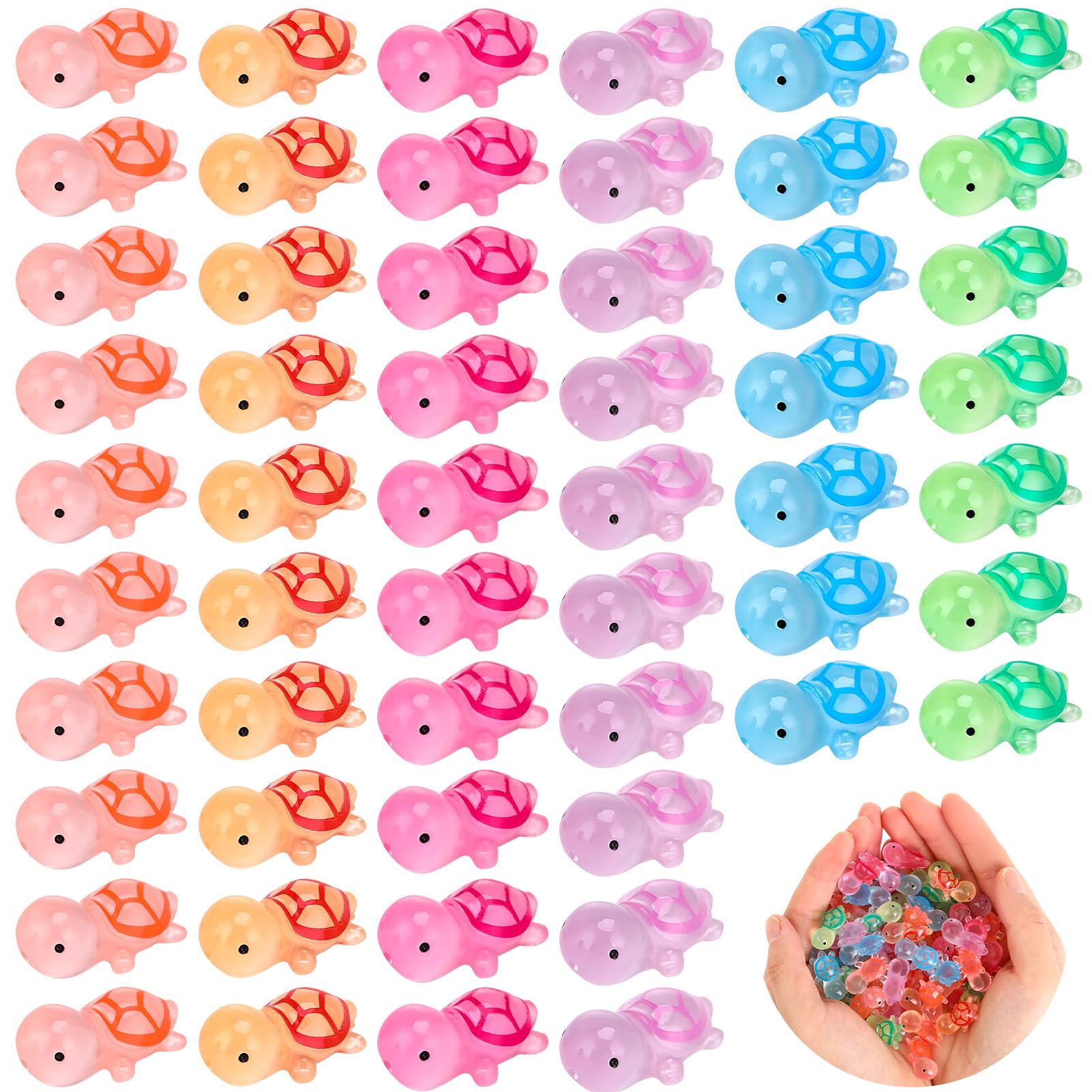 GSrenyu Mini Turtles Luminous Resin Turtles Mini Resin Animals Tiny Marine Animals Miniature Figures for Garden Fish Tank Aquarium Dollhouse Decor (60)