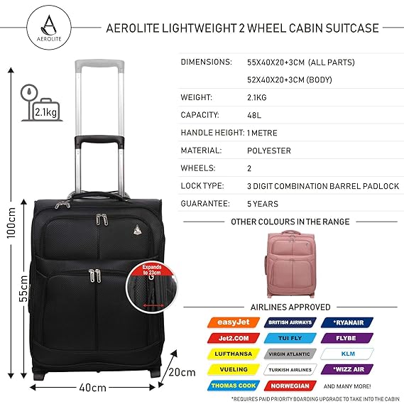 aerolite luggage 55x40x20