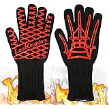 LauKingdom BBQ Grilling Cooking Gloves, Iron Throne 932 &deg;F Extreme Heat Resistant Oven Mitts-14'' Long for Extra Forearm Protection (1 Pair)