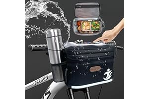MeiMeSu Bike Handlebar Bag with Touch Screen Phone Holder, Waterproof Front Basket, Insulated Cooler Lunch Bag