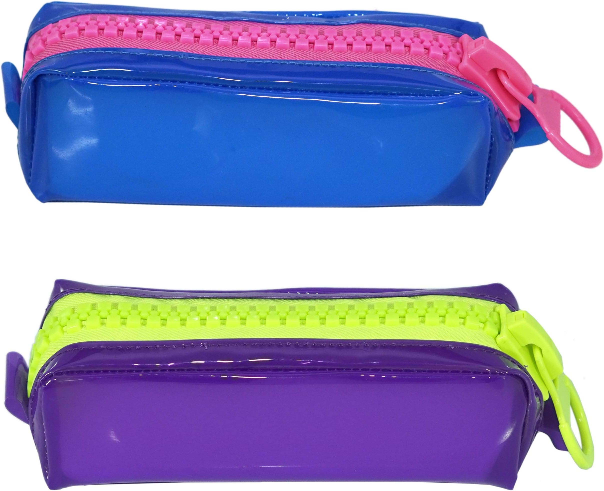 KARP Plastic Multipurpose Transparent Pouch with Large Zipper (Blue & Purple)