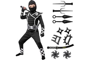 Spooktacular Creations Halloween Ninja Costume, Ninja Outfit Set for Kids, Halloween Costumes for Boys Dress Up Party