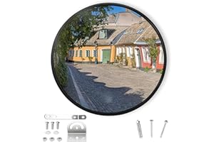 ovsor 18 in Convex Traffic Mirror - Unbreakable Safety Mirrors for Garage and Traffic Driveway Park Assistant, PC Driveway Mirror for the Blind Corner Field of View