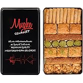 Mughe Gourmet Luxury Assorted Turkish Baklava Pastry Gift Elegant Tin Box - 1.32lb/600g - Pistachio, Walnut, Cashew, Hazelnut