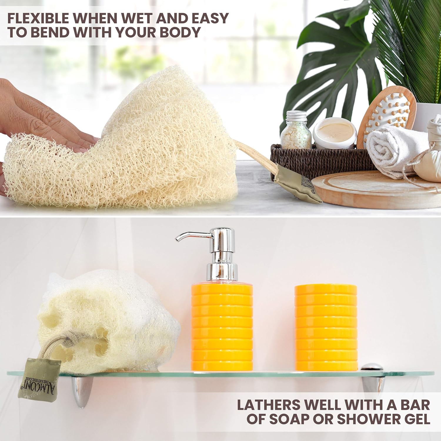 Premium Natural Eco-Friendly Egyptian Shower Loofah Sponge, Large Exfoliating Shower Loofa Body Scrubbers Buff Away Dead Skin for Smoother, More Radiant Appearance (3 lufa Pack): Beauty