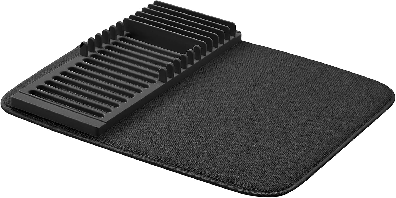 AmazonBasics Plastic Drying Rack with 2 Mats - Black