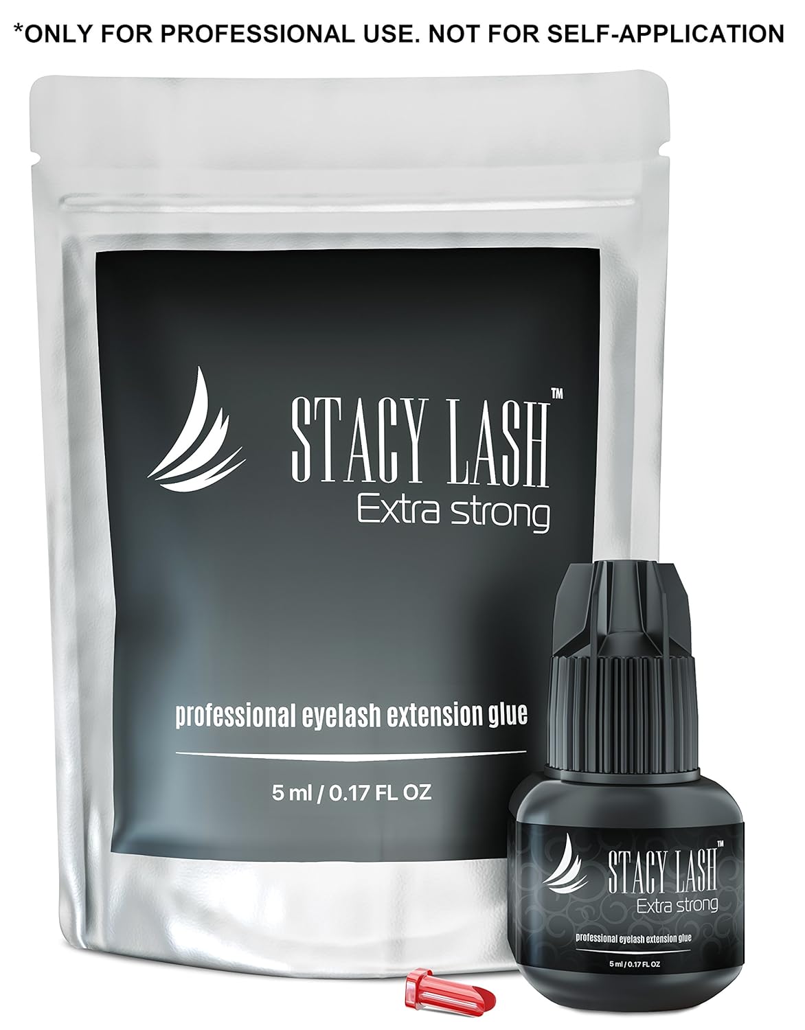 Extra Strong Eyelash Extension Glue - Stacy Lash 5 ml / 1 Sec Drying time/Retention – 7 Weeks/Maximum Bonding Power/Professional Use Only Black Adhesive/for Semi-Permanent Extensions Supplies : Beauty