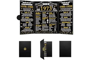 DARUNAXY Black Gold 50th Birthday Anniversary Decorations Back in 1973 Poster Sign 50 Birthday Guest Book for Men Women Turning 50 Years Card Certificate Gifts Vintage 1973 Birthday Party Supplies